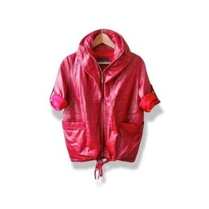 ‘S Max Mara Red Leather Jacket gold hardware  B-54